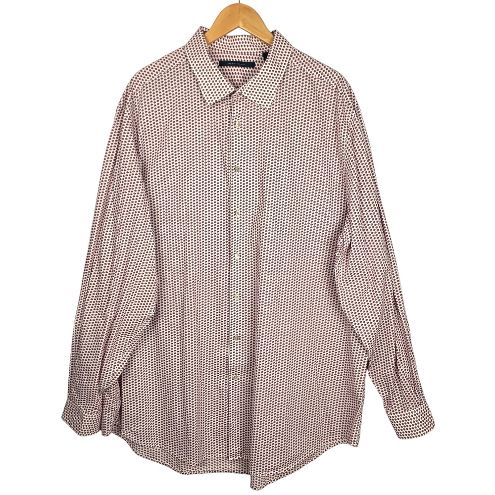 Perry Ellis Mens Button Down Shirt 2X Geometric Print 100% Cotton Casual Comfort - Picture 2 of 12